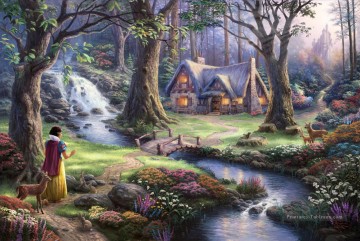 Snow White Discovers the Cottage TK Christmas Peinture à l'huile